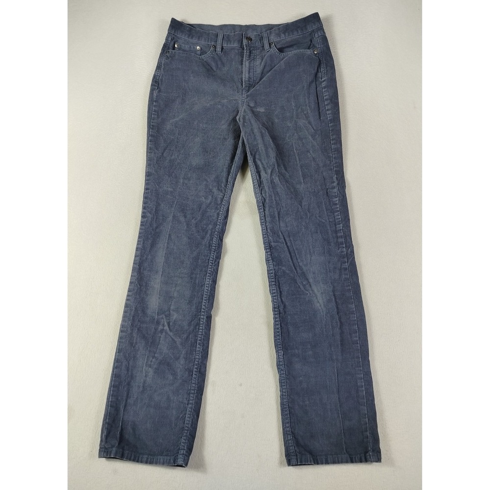 L.L.Bean Pants Womens 12 M/T Blue BeanFlex Straight Leg‎ Corduroy Stretch Casual
